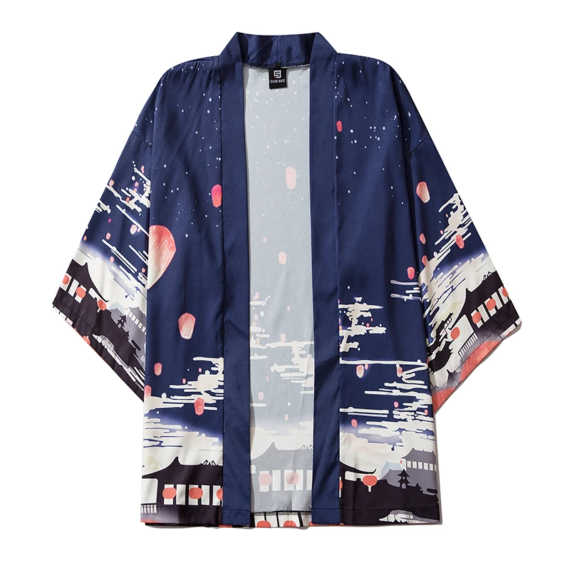 Vintage Kadın Erkek Mavi Yukata Kimono Satış Japon Geleneksel Hırka Rahat Gevşek Plaj Gömlek Streetwear Harajuku Cosplay