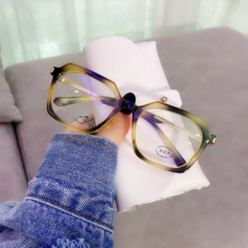 Vintage mavi ışık engelleme gözlük kadın siyah kare gözlük çerçeveleri bayanlar bilgisayar Lens radyasyon koruma gözlükleri