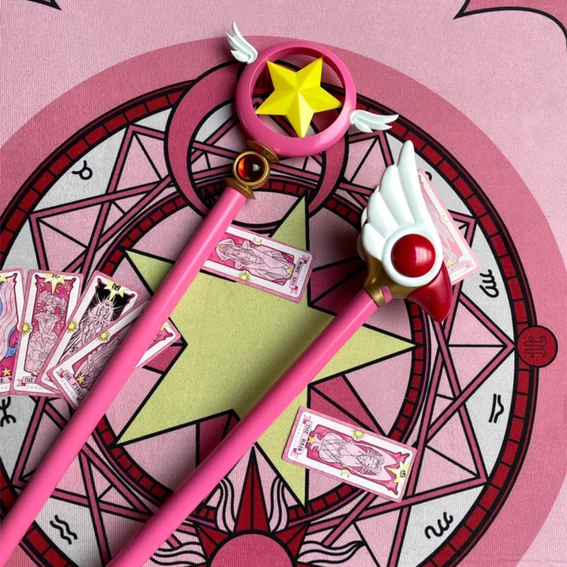 Yeni Anime Cardcaptor Sakura Kınomoto Sakura Cosplay Sopa Kristal Yıldız / Kuş Kafası Sihirli Değnek Kızlar Cadılar Bayramı Partisi Cosplay Sahne