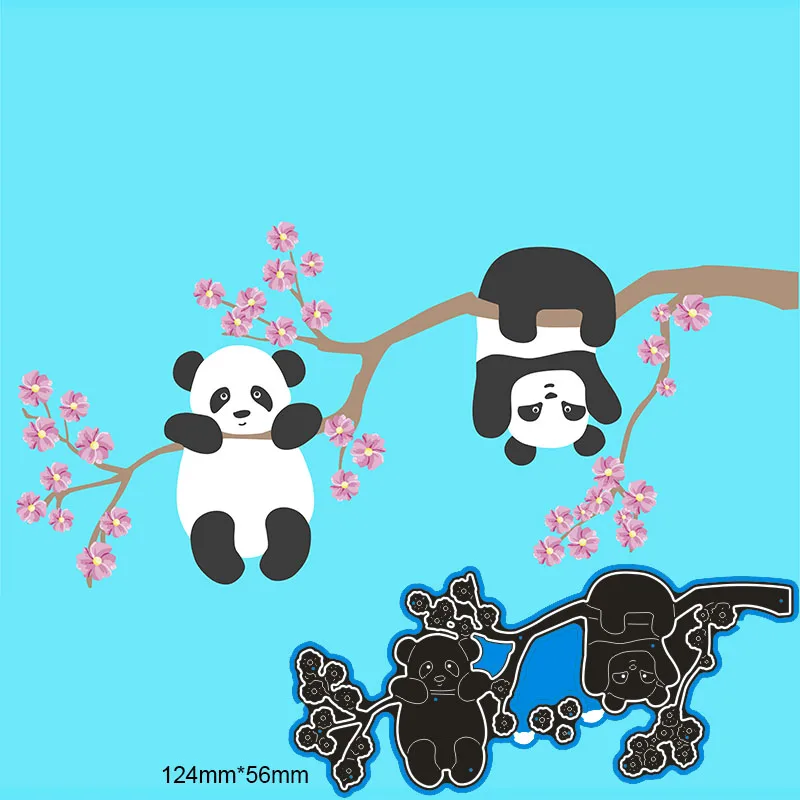 Yeni Metal Kesme Ölür Pandalar Erik Çiçeği Kart DIY Scrapbooking stencil Kağıt Zanaat Albümü şablon Ölür 124 * 56mm