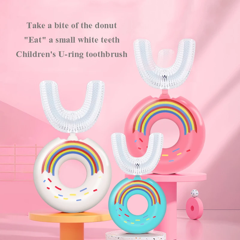 Yeni çocuk Diş Fırçası U Şekli 360 Derece Uygun Bebekler Silikon Fırça Bebekler İçin Ağız Bakımı Temizleme Karikatür Desen