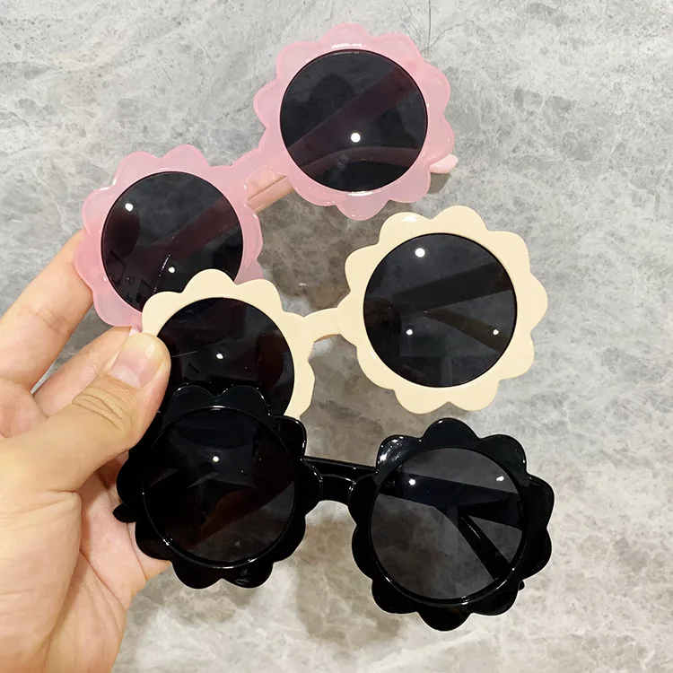 Yeni Çocuk Güneş Gözlüğü Çocuk Yuvarlak Çiçek Güneş Gözlüğü Kız Erkek Bebek Spor Shades Gözlük UV400 Açık Güneş Koruma Gözlük