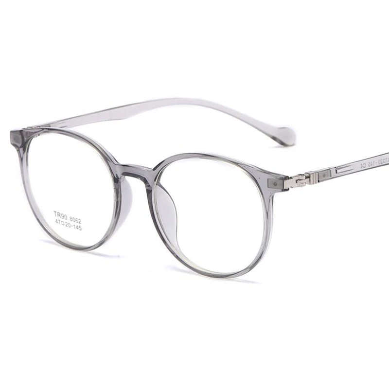 Yuvarlak Optik Çerçeve Gözlük Tam jant TR90 Esnek Rx katlanabilir Reçete Gözlük Kadın Erkek Oculos De Gri