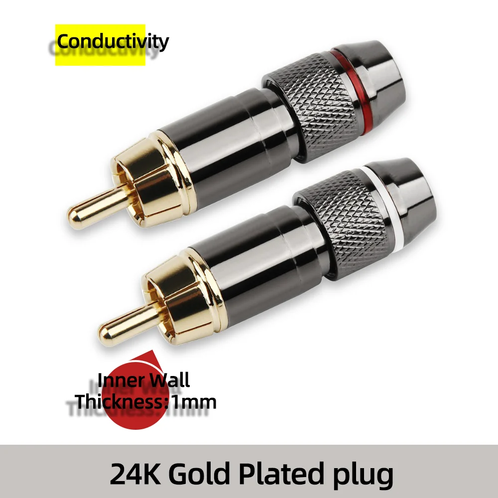 YYAUDIO Altın Kaplama RCA Konektörü RCA erkek fiş adaptörü Video / Ses Kablosu Konektörü Desteği 6mm Kablo siyah ve kırmızı süper hızlı