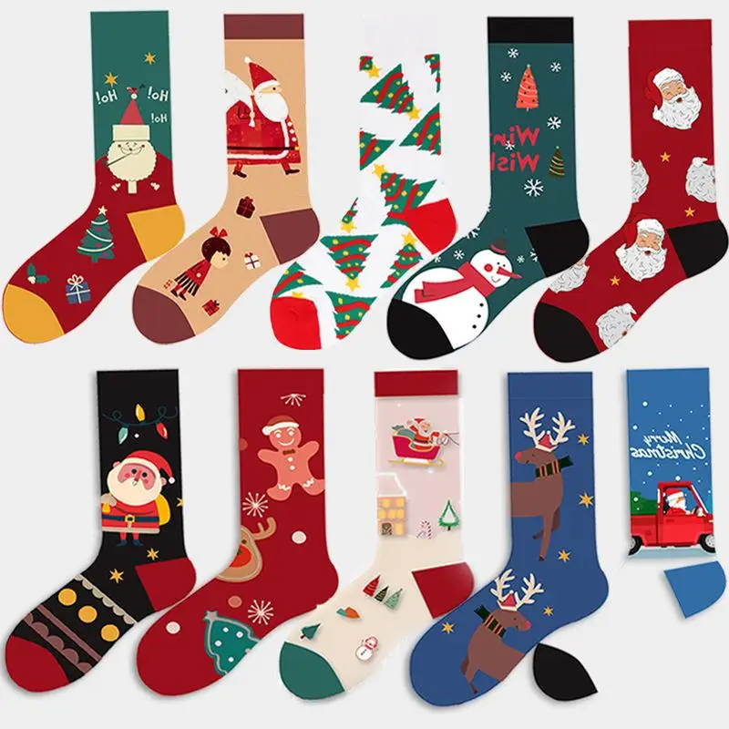 Yüksek Pamuk Noel Kadın Çorap Sıcak Komik Sockscreative Noel Çorap Kardan Adam Noel Baba Karikatür Çorap Kış Sıcak Rahat
