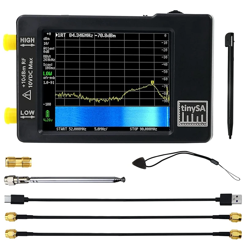Yükseltilmiş Tinysa Spektrum Analizörü, MF / HF / VHF UHF Girişi 0.1 MHZ-350 MHZ Ve UHF Girişi 240 MHZ-960 MHZ, Sinyal Jeneratörü