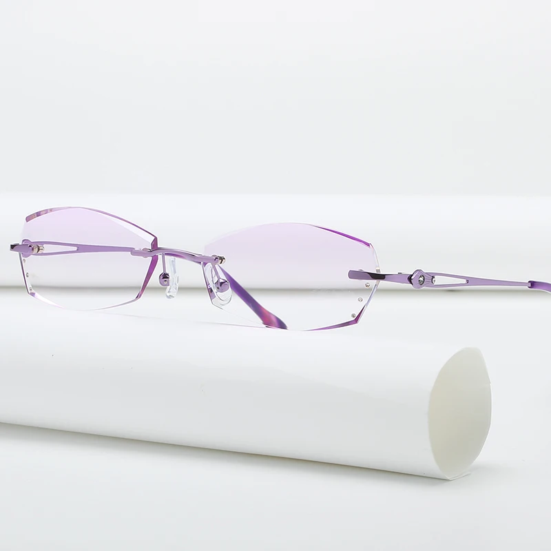 ZİROSAT 5901 Tonu Lensler Miyopi Gözlük okuma gözlüğü elmas kesim Çerçevesiz Titanyum Gözlük Çerçeve Kadınlar için