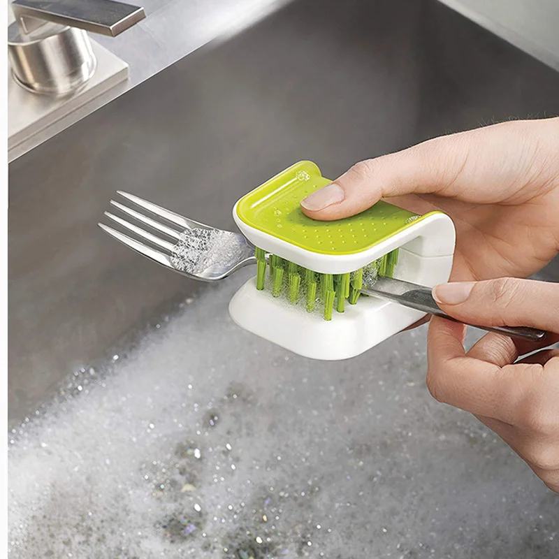 Çift Taraflı Mutfak Temizleme Fırçası Yumuşak Fırça bıçak Çatal Çubuklarını Kıllar Temizleme Aracı U Şeklinde Ev Mutfak Temizleyici