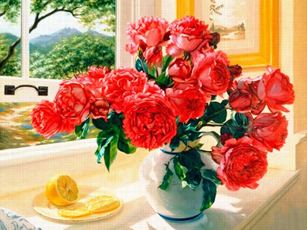 Çiçek 5D Elmas Boyama Kırmızı Çiçek Tam DIY Elmas Mozaik Tatil Hediye Taklidi Nakış Çapraz Dikiş Ev Dekor