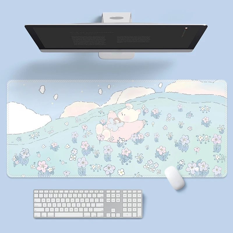 Çiçek Tavşan Mouse Pad Karikatür Ins Dizüstü Bilgisayar Klavye Pedi Ofis çalışma masası Mat Büyük Kauçuk kaymaz Oyun Fare Mat