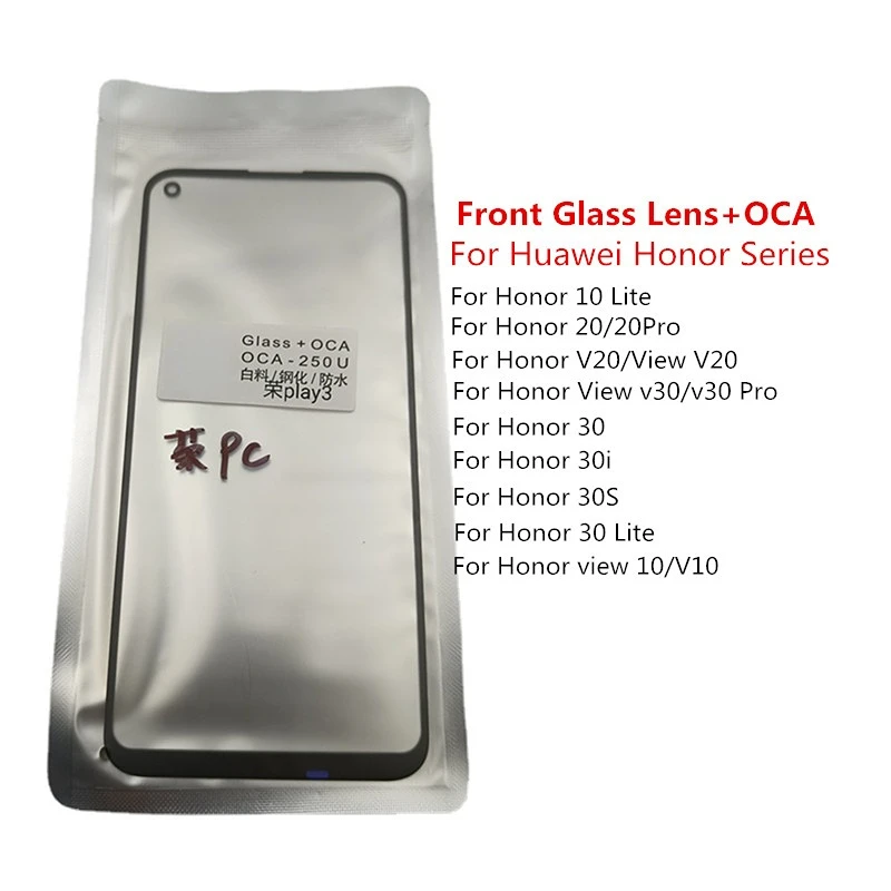 Ön Cam Lens için Huawei Onur 10 Lite 20 Pro 30 30i 30S Görünüm Ön Panel lcd ekran Dış Cam Onarım Parçaları Değiştirin + OCA