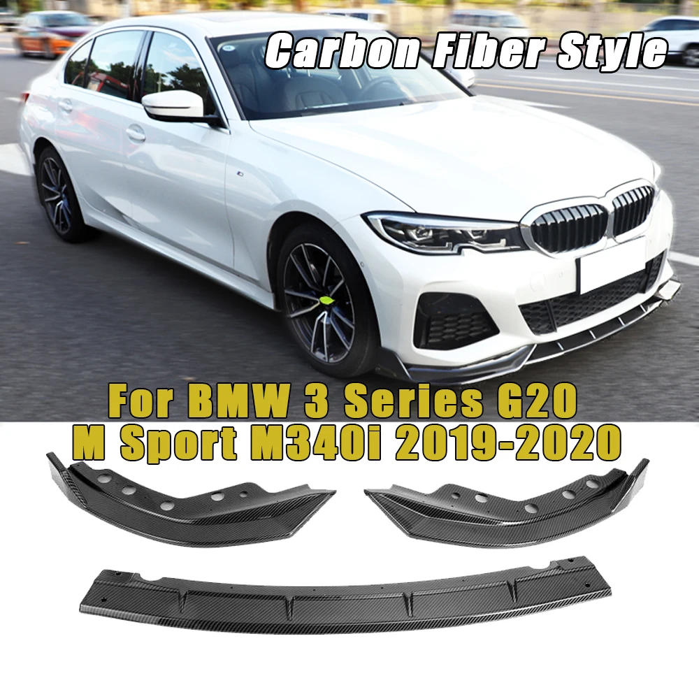 Ön Tampon Spoiler Splitter Dudak BMW 3 Serisi İçin G20 2019 2020 ABS Karbon Fiber Bak Araba Alt Gövde Kiti Koruma Bıçak Plakası Çene