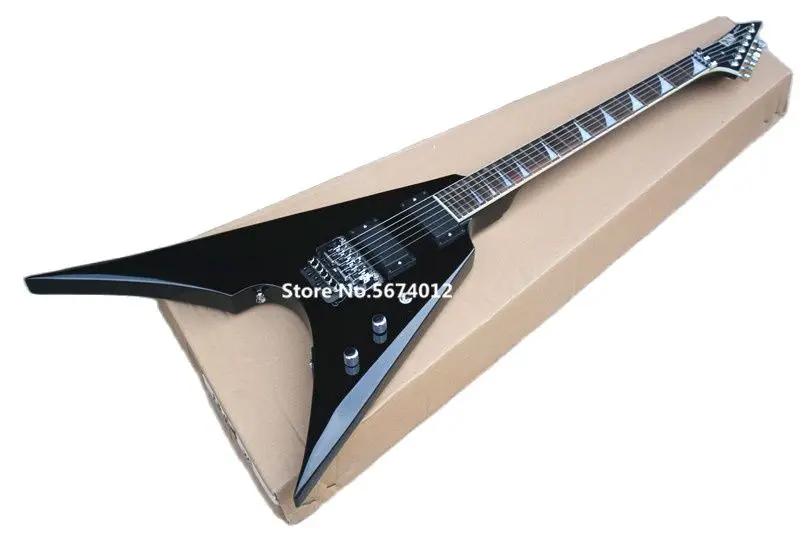 Özelleştirilmiş versiyonu özel şekilli siyah kırlangıç çift sallanan elektro gitar kapalı pikap gümüş aksesuarlar