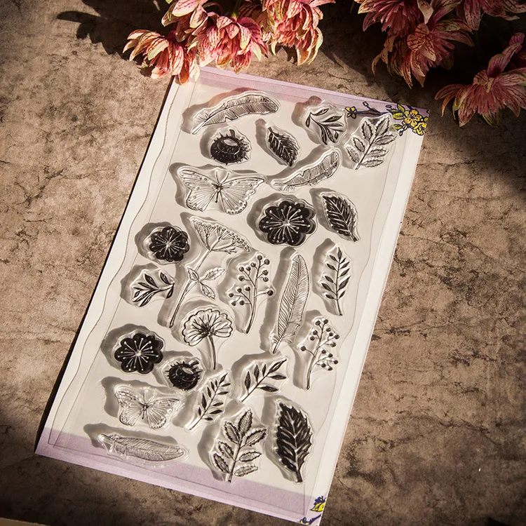 Şeffaf Silikon Şeffaf Damga Vintage Kelebek Çiçek Scrapbooking Dıy Craft Dekorasyon Yumuşak Damga Çocuklar Kırtasiye