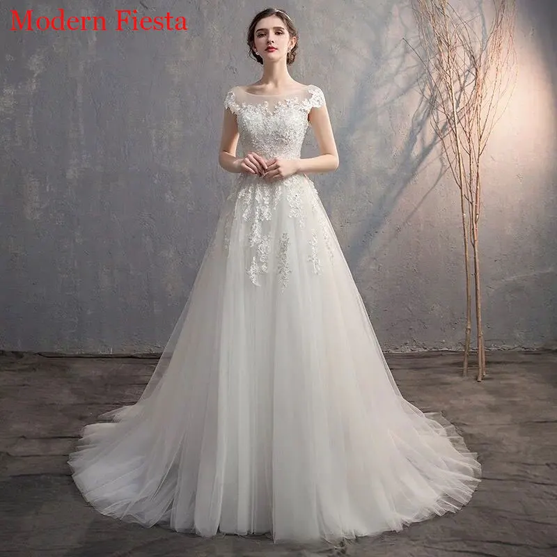 платья Vestidos De Novia Lace Appliques Wedding Dress Longue свадебный замок Bride To Be Wedding Gown Robe De Mariée MF0094