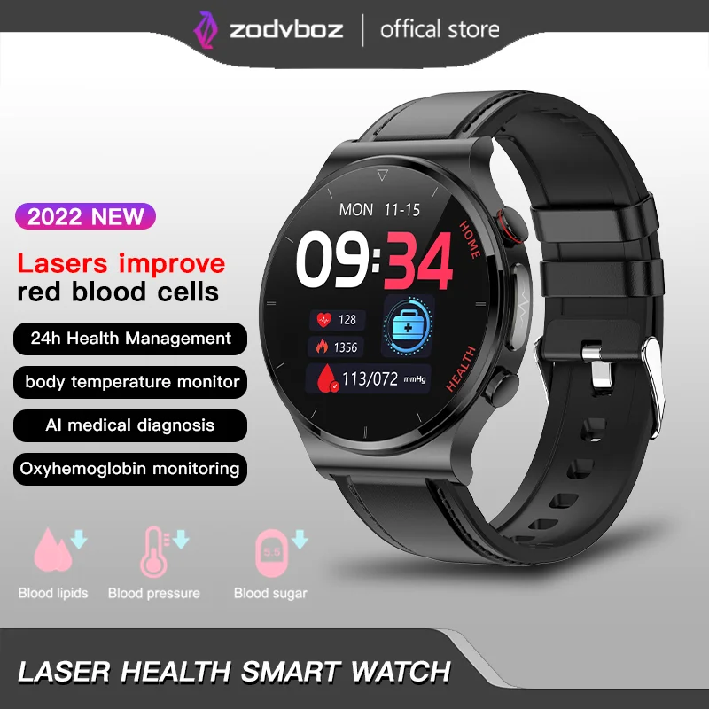 ZODVBOZ EKG akıllı İzle Erkekler Lazer Tedavisi 24 saat Vücut Sıcaklığı Kalp Hızı Kan Basıncı Su Geçirmez Smartwatch Xiaomi